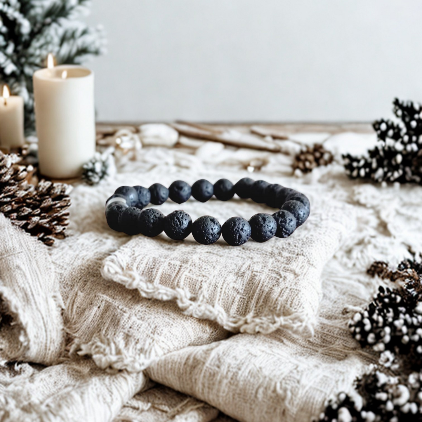 Bracelet lave obsidienne