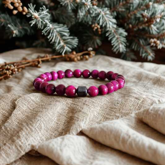 Bracelet en œil de tigre rose