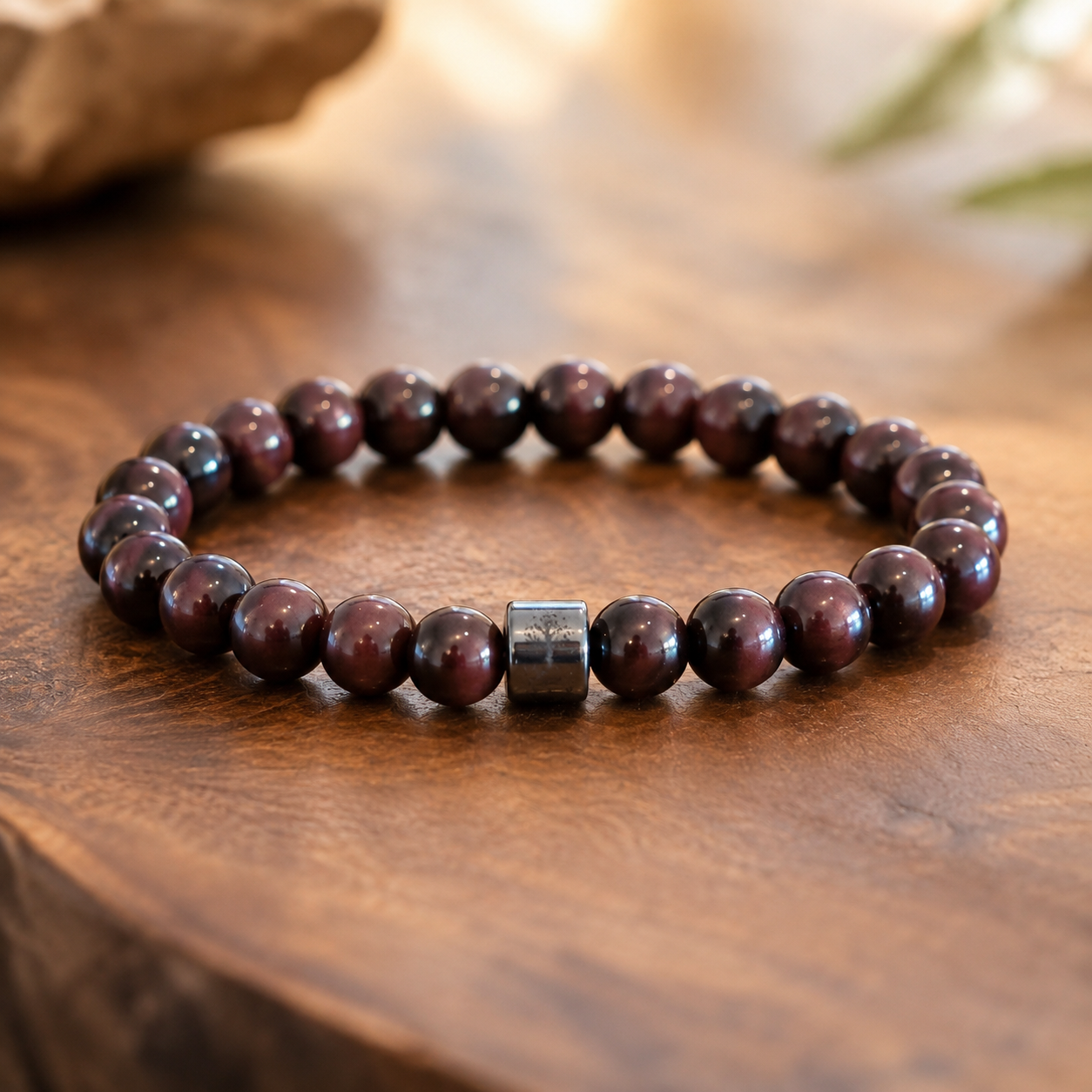 Weinroteichen-Armband