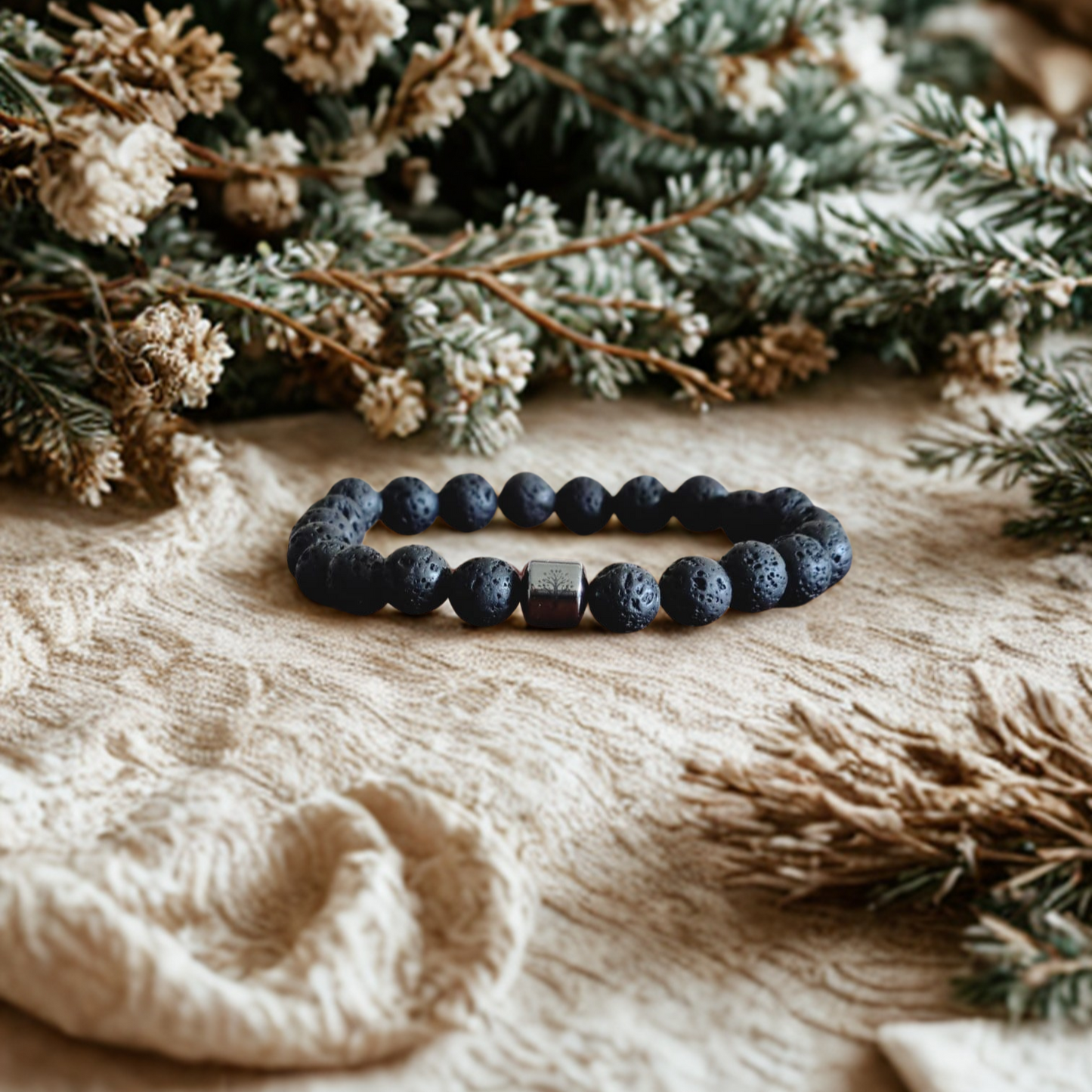 Bracelet lave obsidienne