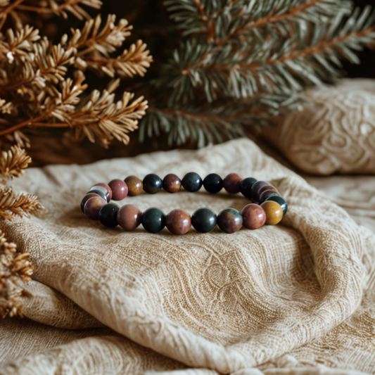 Bracelet en agate herbe océan